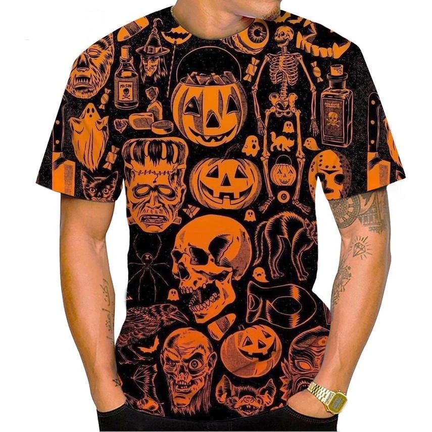 Halloween Pumpkin Head Fashion T-shirt