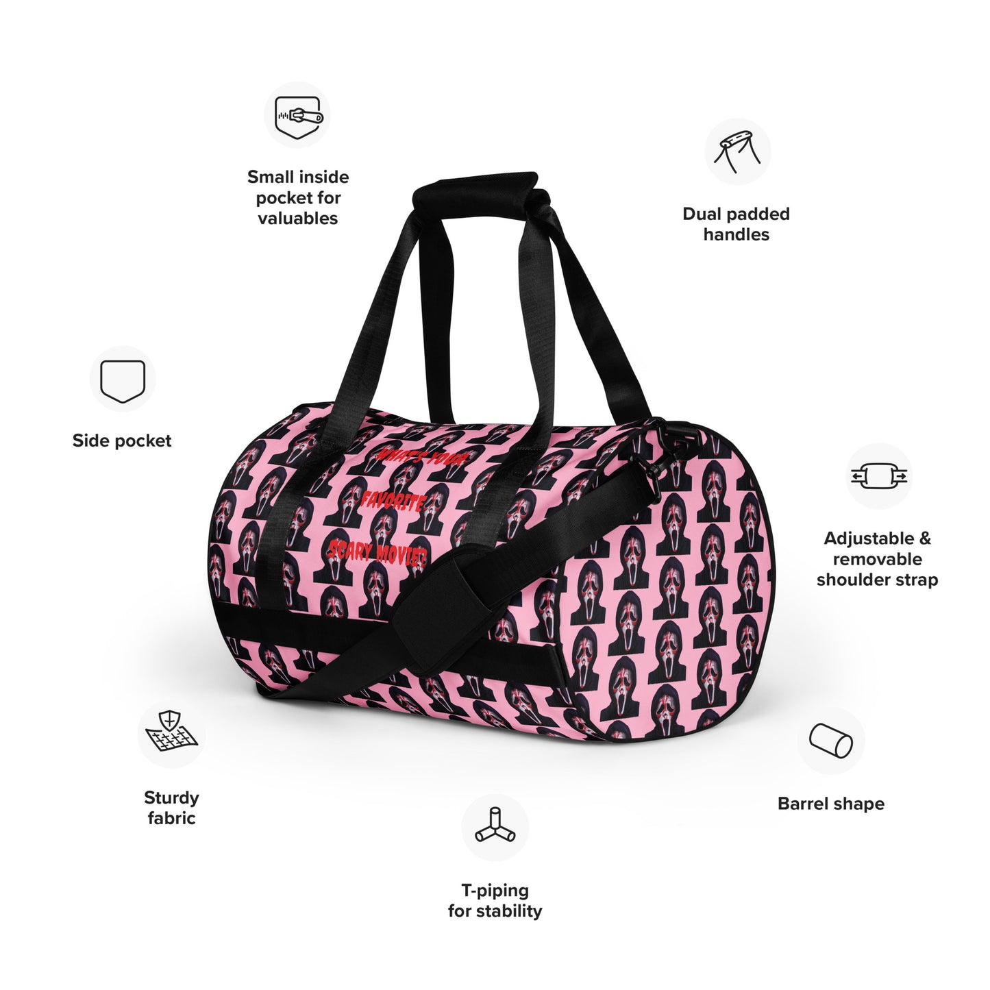 Pink Ghostface gym bag