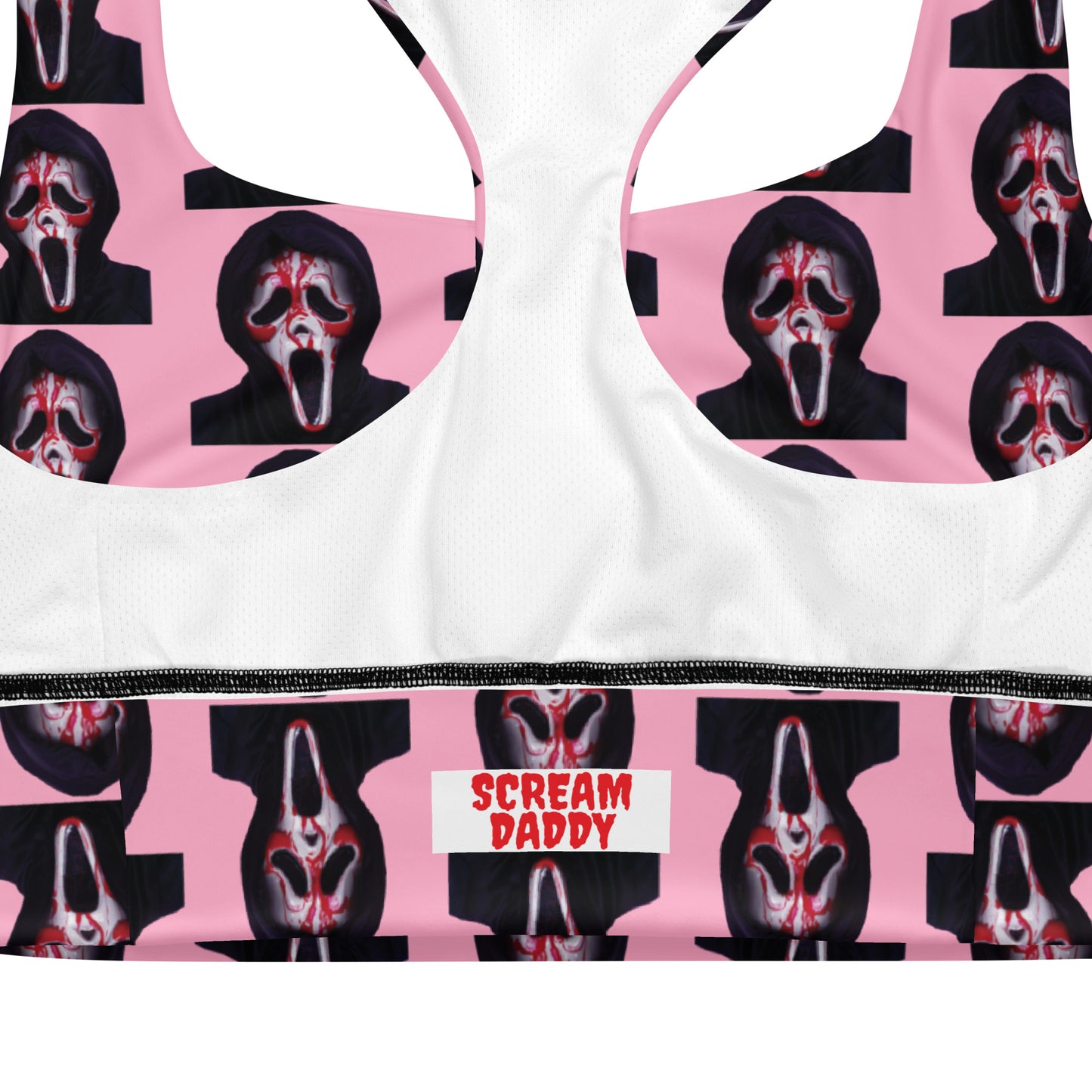 Pink Ghostface Longline sports bra