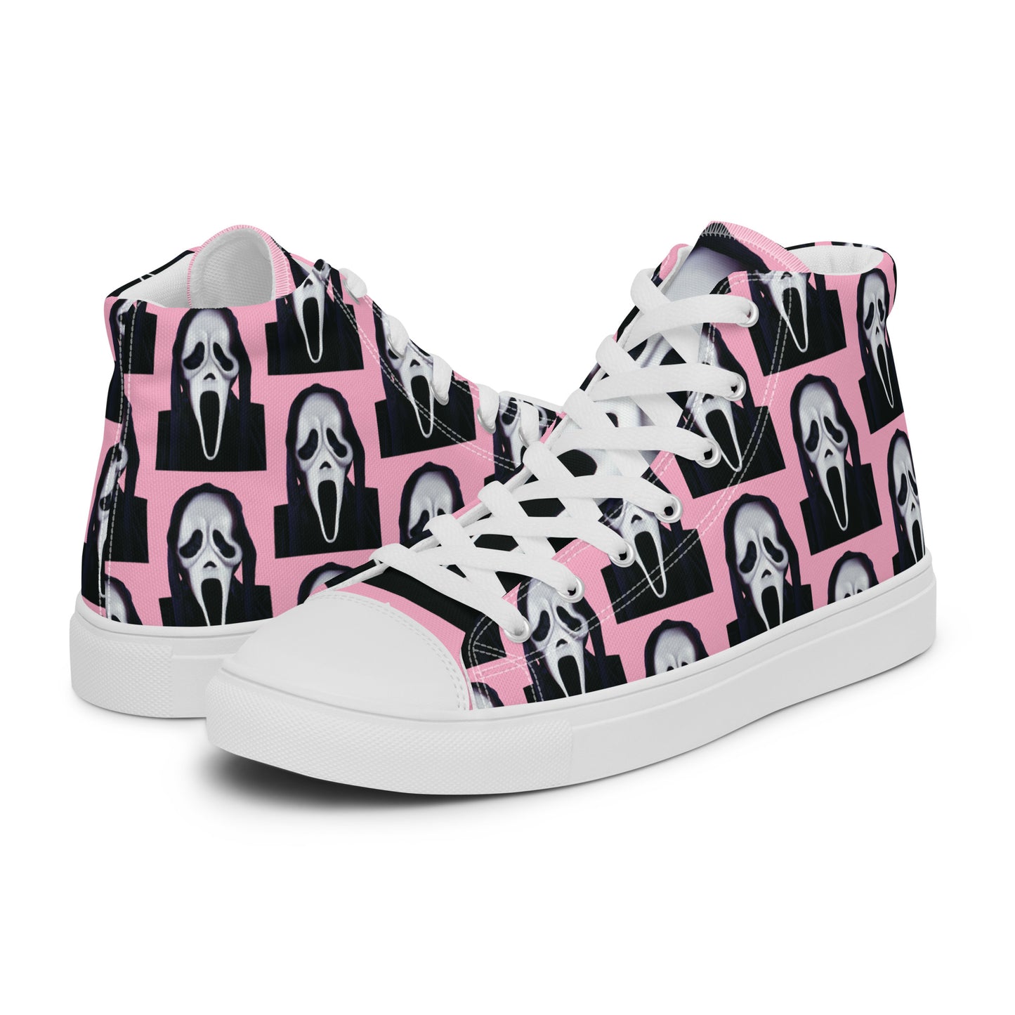 Pink Ghostface high top canvas shoes