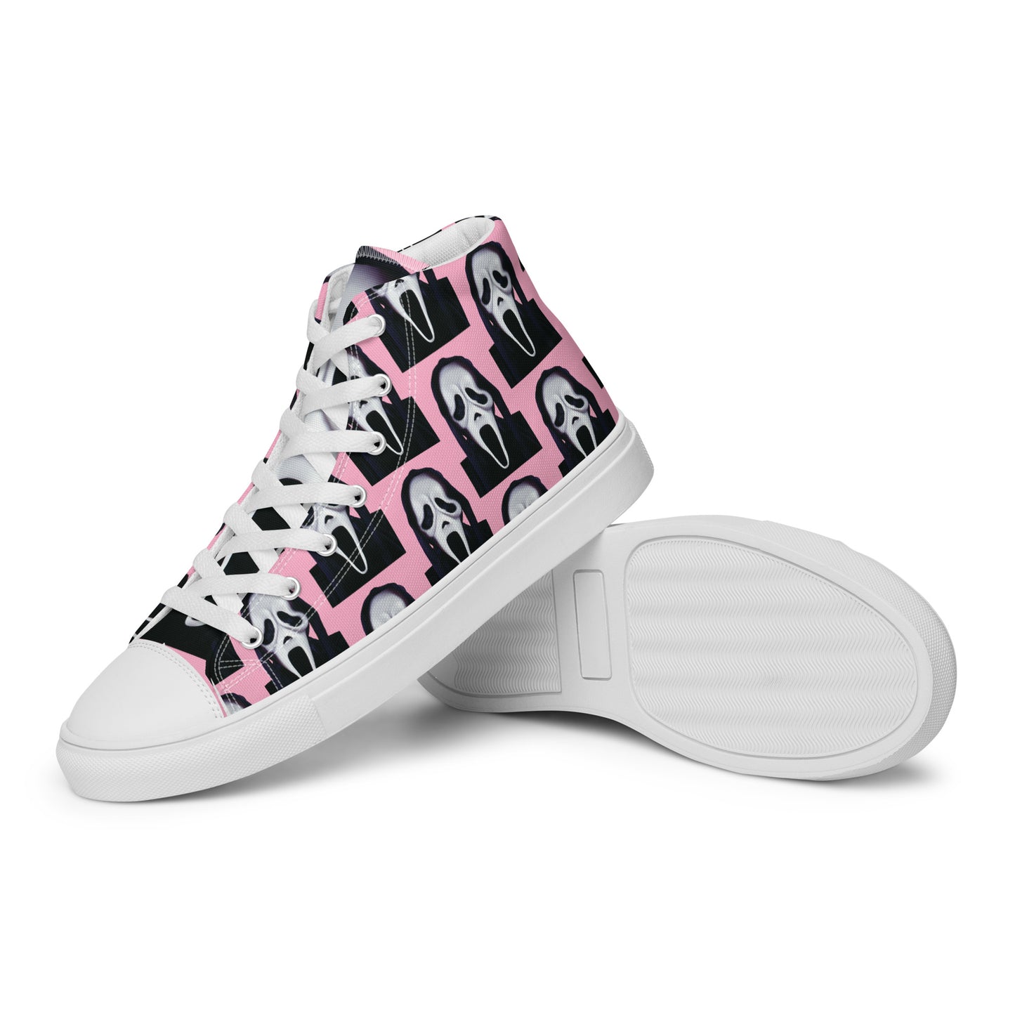 Pink Ghostface high top canvas shoes