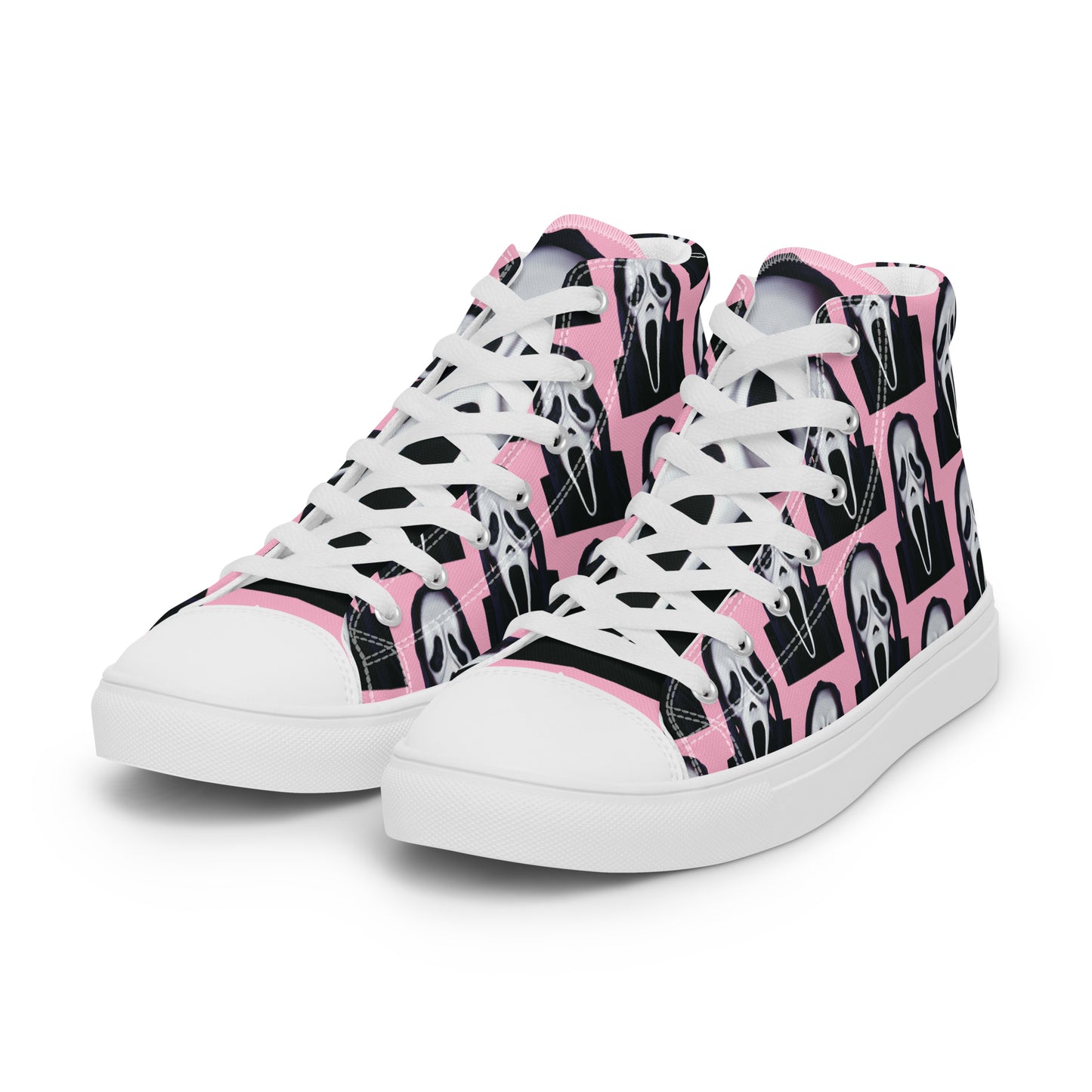 Pink Ghostface high top canvas shoes