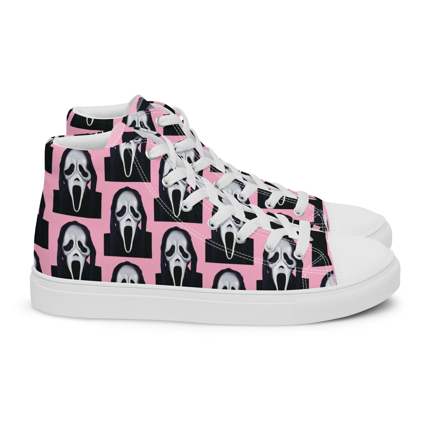 Pink Ghostface high top canvas shoes