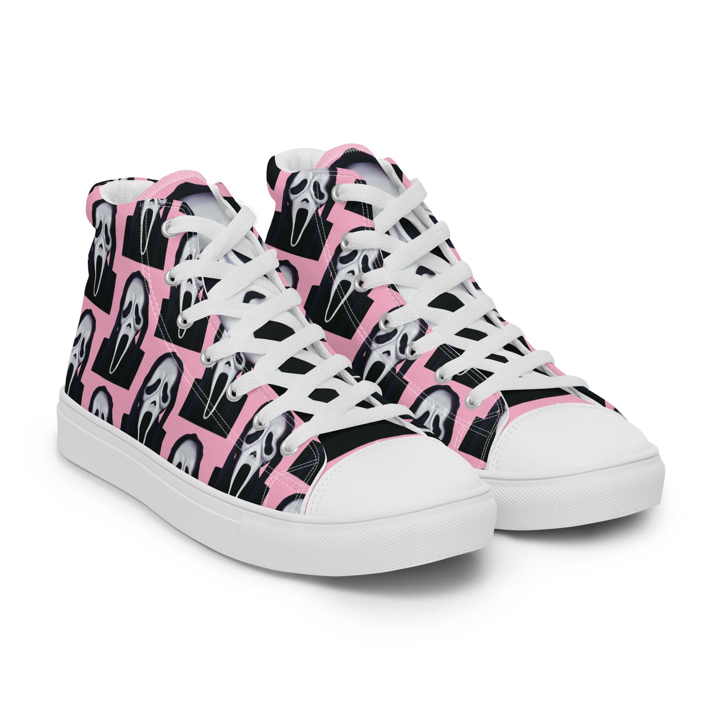 Pink Ghostface high top canvas shoes