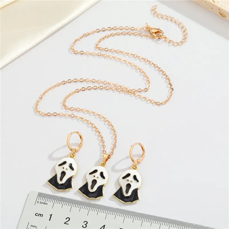 Halloween Ghost Face Pendant Necklaces For Women Gift New Vintage