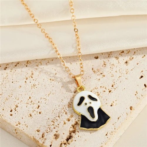 Halloween Ghost Face Pendant Necklaces For Women Gift New Vintage