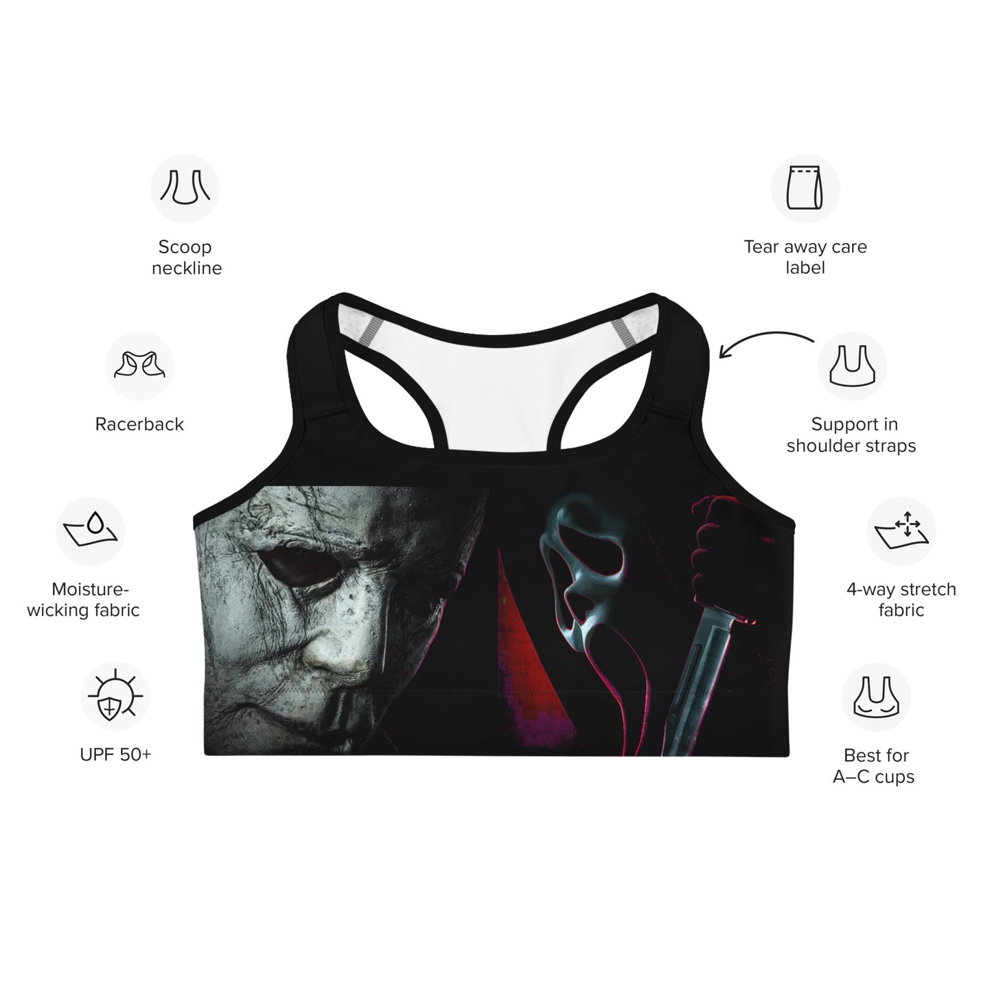 Horror Halloween Ghostface Sports bra